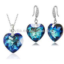 Fashionable heart shape jewelry set wedding crystal jewelry set